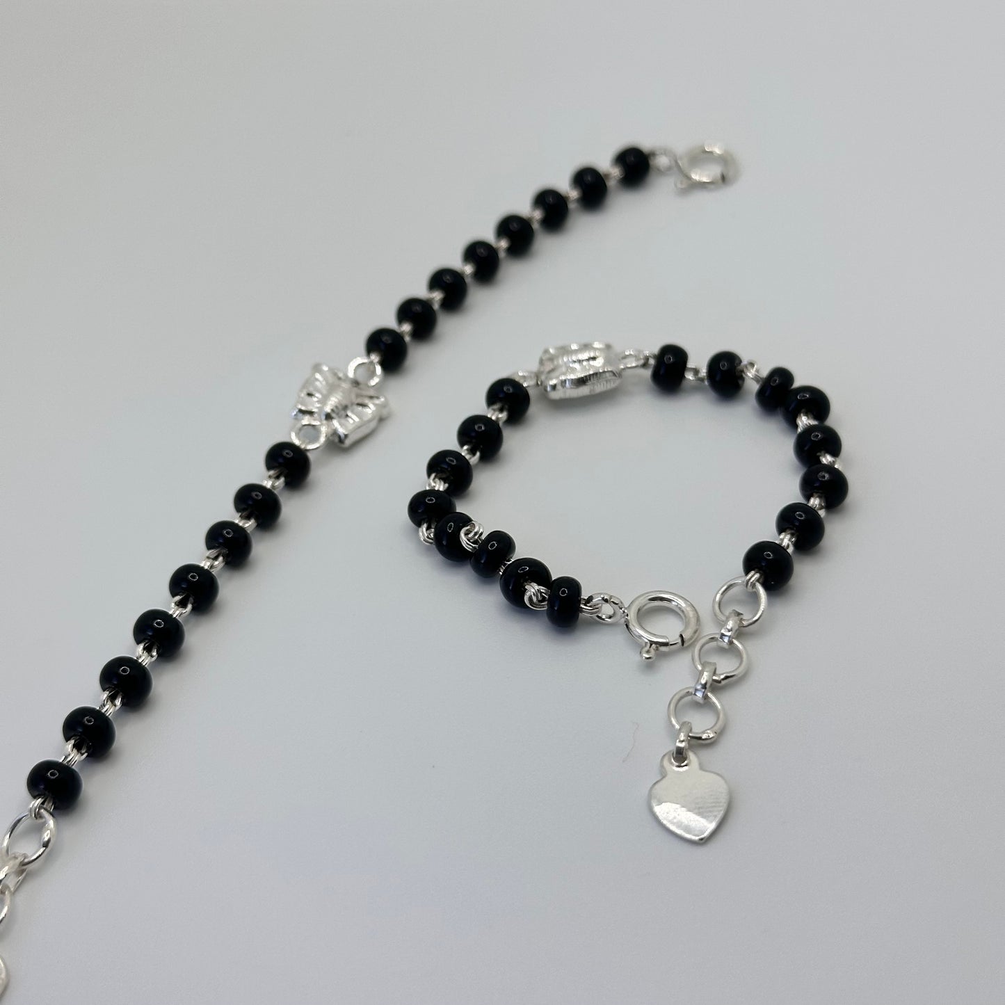 Silver Nazariya with Black Bead and Butterfly Charm