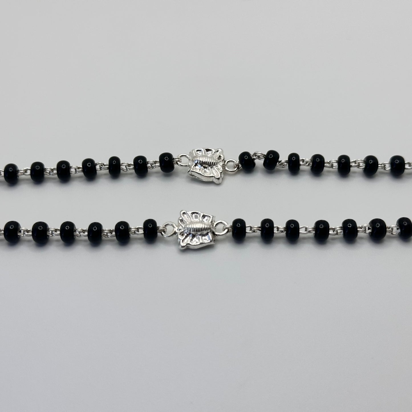 Silver Nazariya with Black Bead and Butterfly Charm