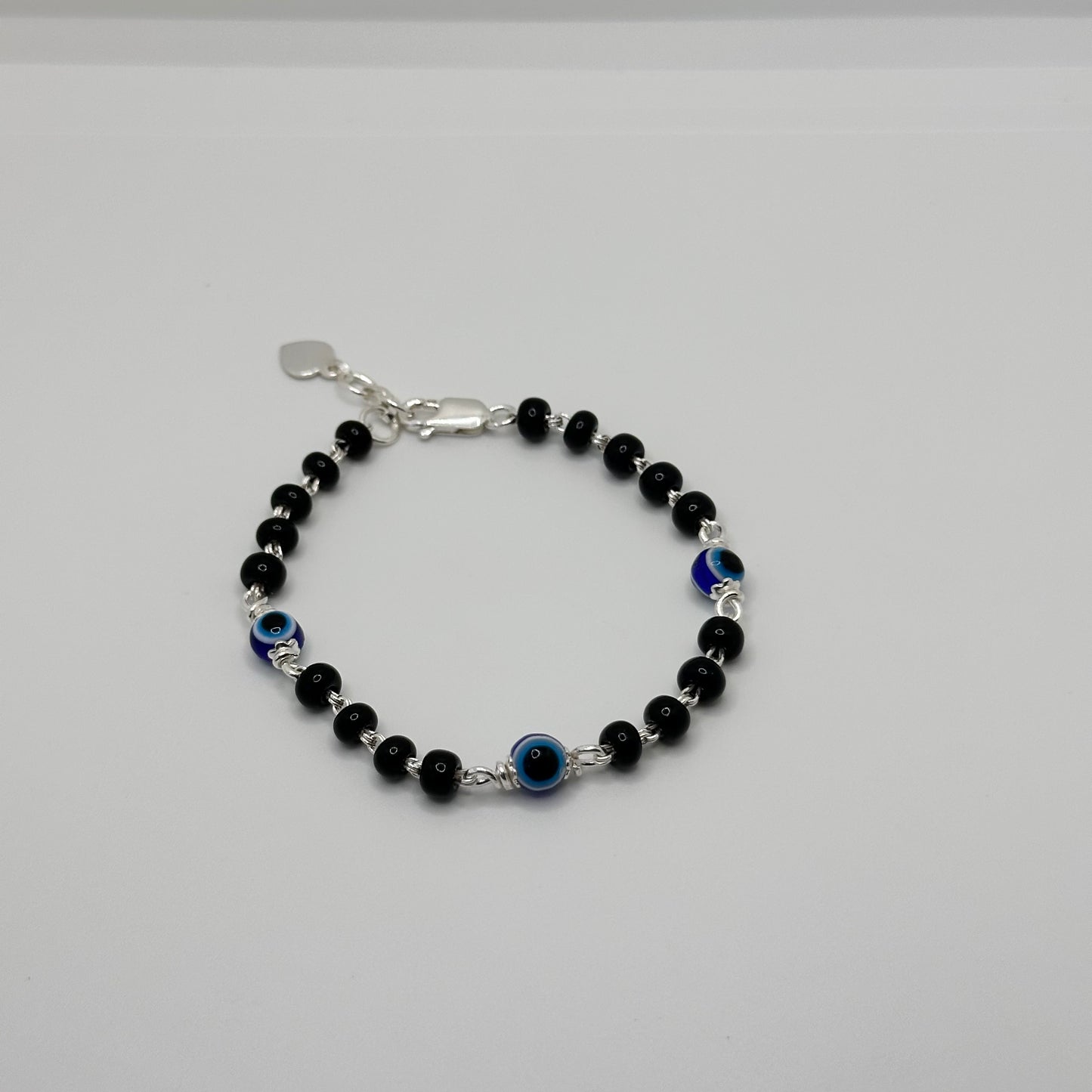 Classic Black Bead Nazariya with Evil Eye