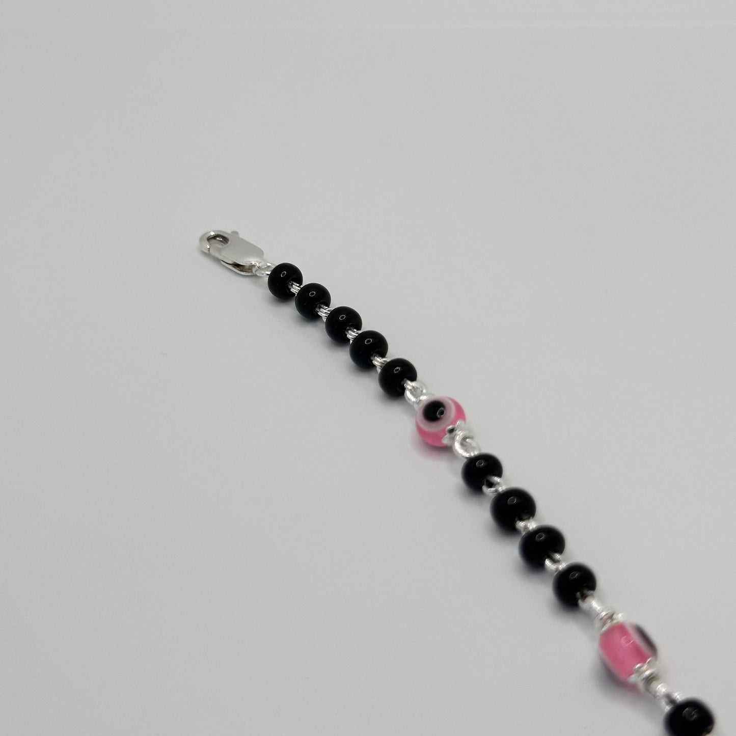 Pink and Black Evil Eye Protection Bracelet