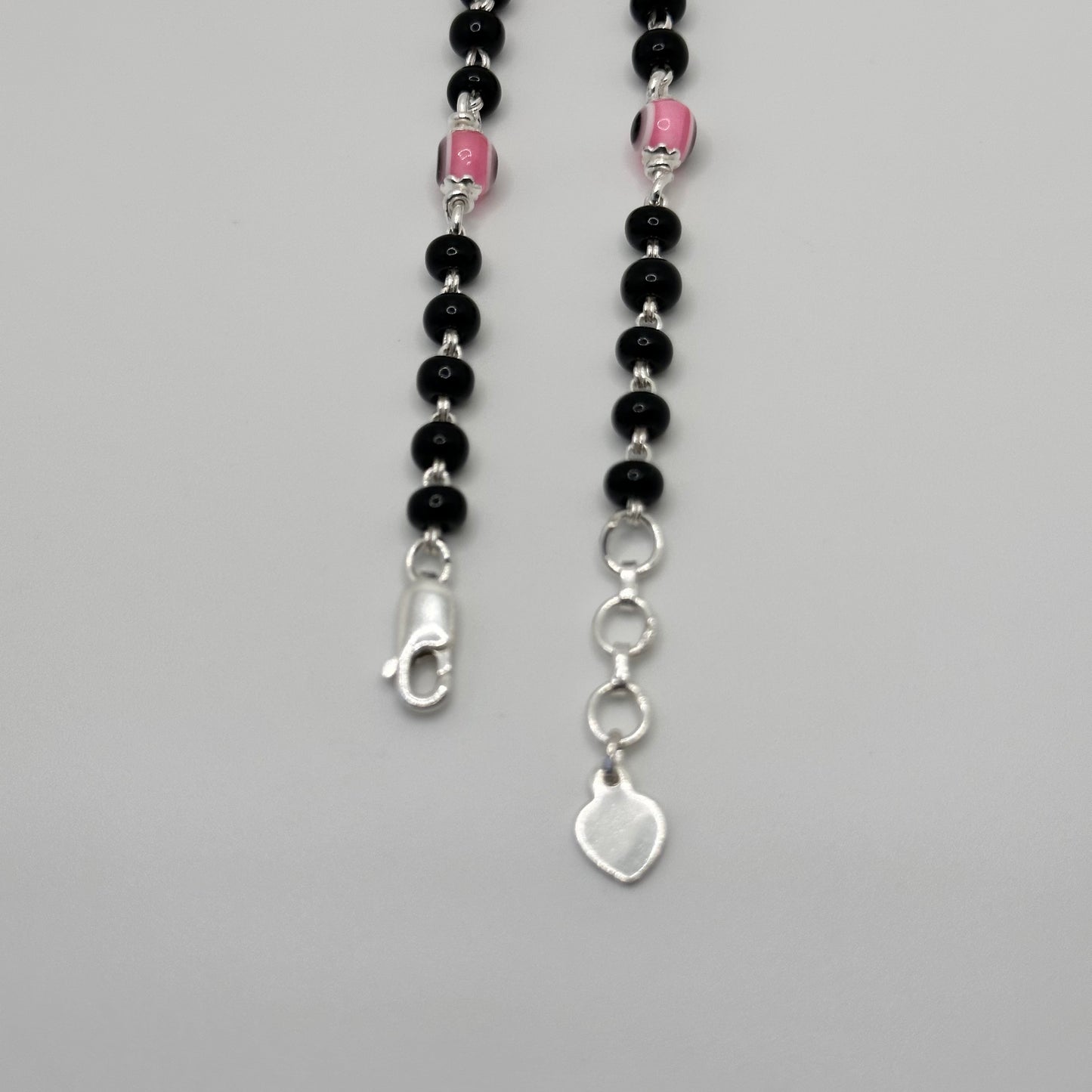 Pink and Black Evil Eye Protection Bracelet