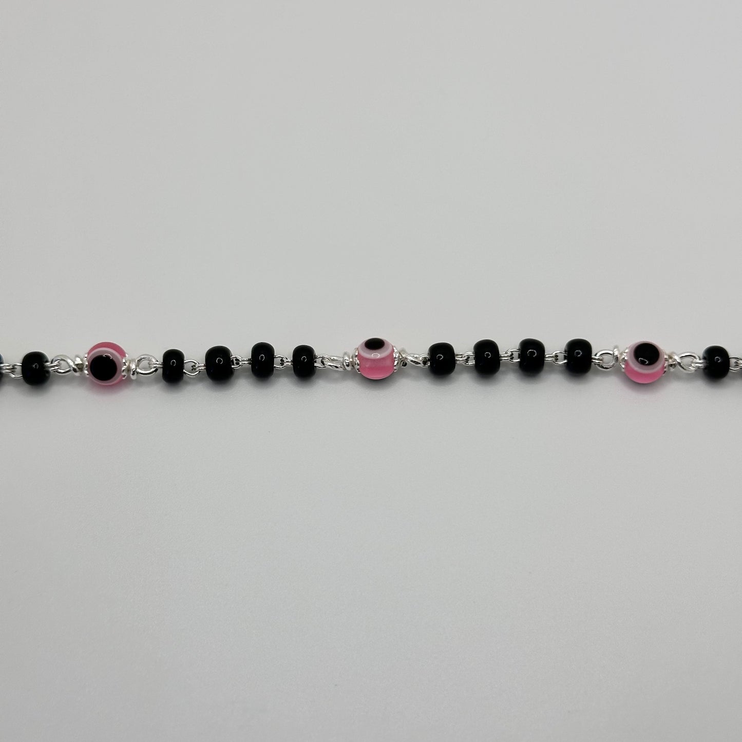 Pink and Black Evil Eye Protection Bracelet
