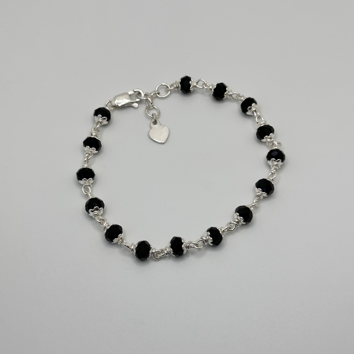 Sleek Silver and Black Bead Nazariya