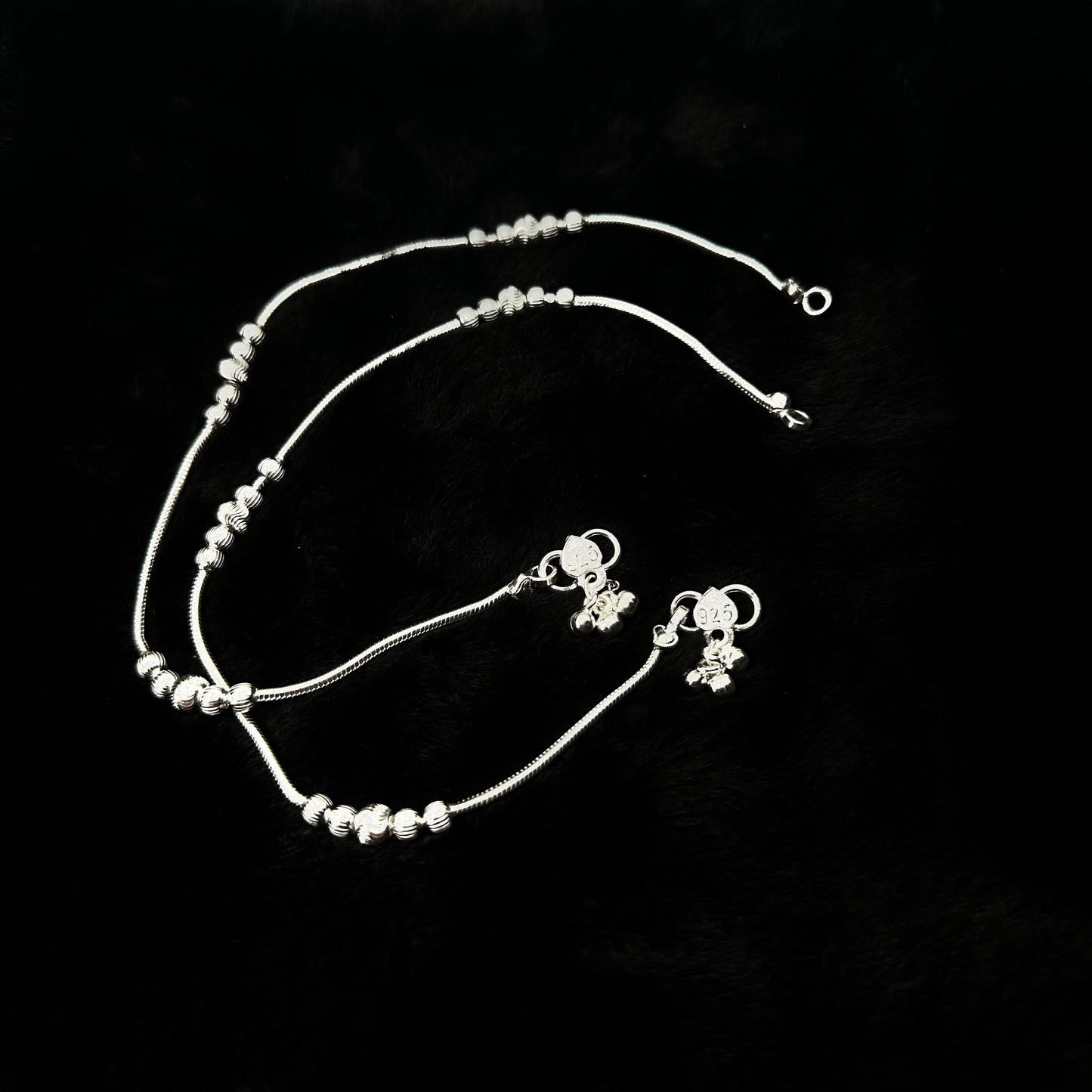 Beaded Sterling Silver Anklet