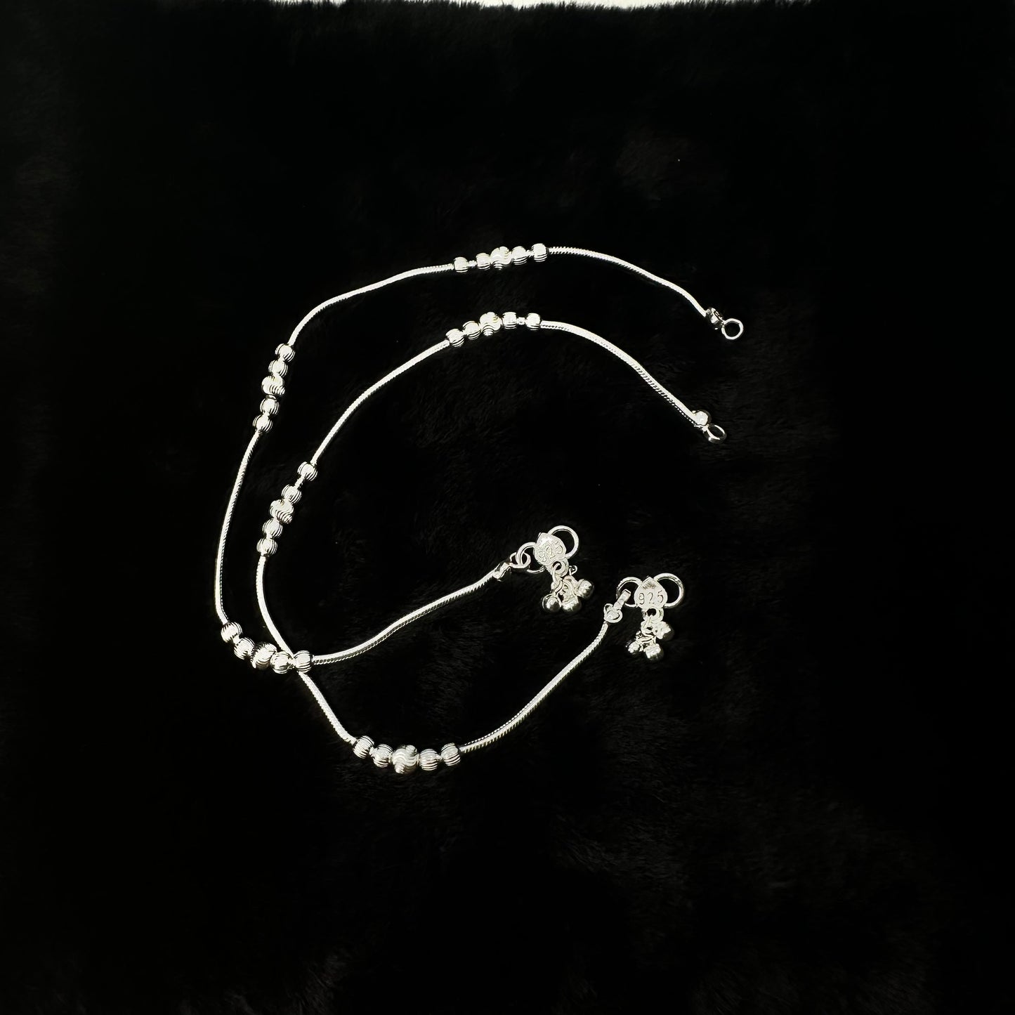 Beaded Sterling Silver Anklet