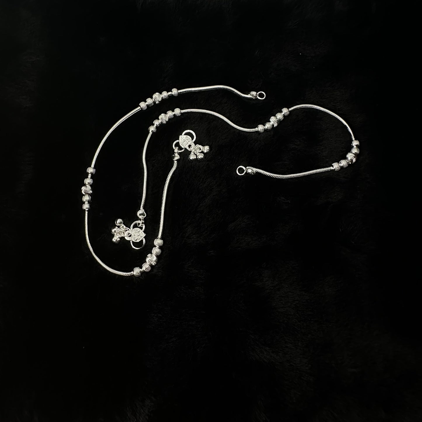 Beaded Sterling Silver Anklet