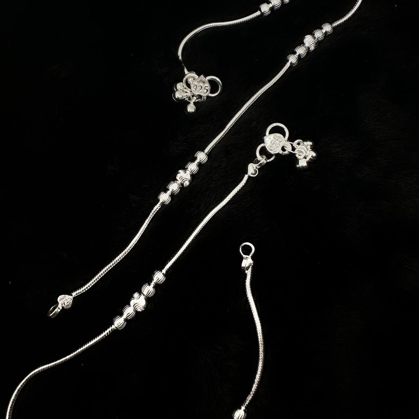 Beaded Sterling Silver Anklet