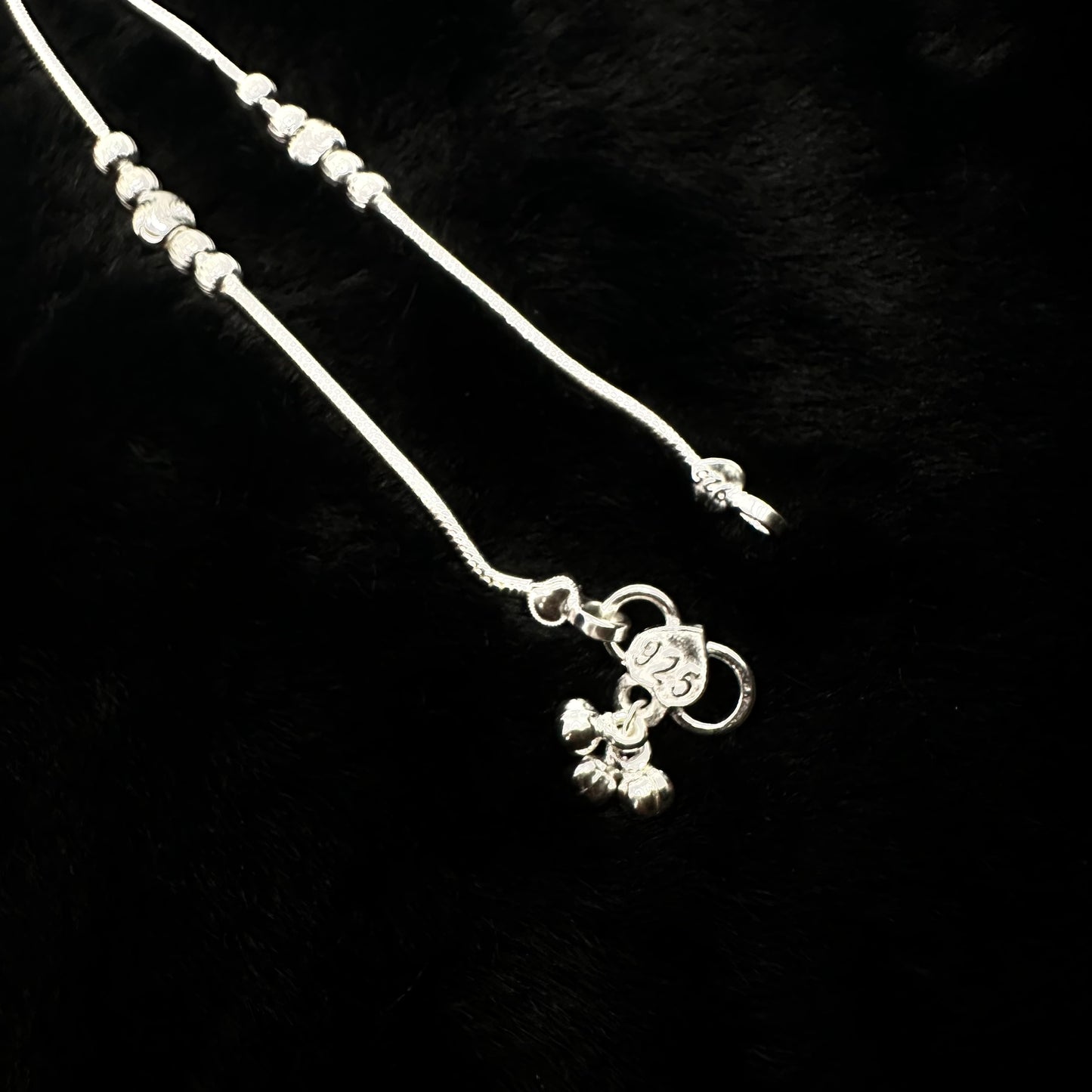 Beaded Sterling Silver Anklet