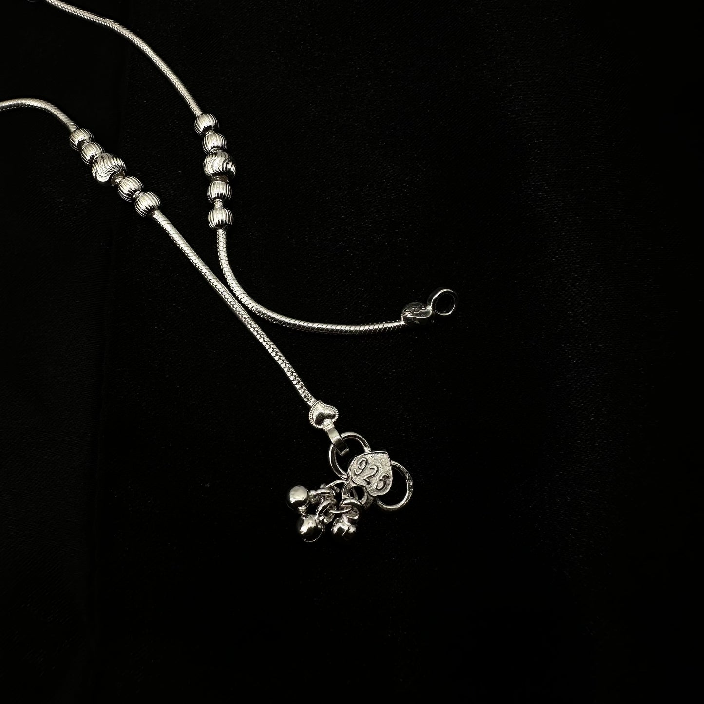 Beaded Sterling Silver Anklet