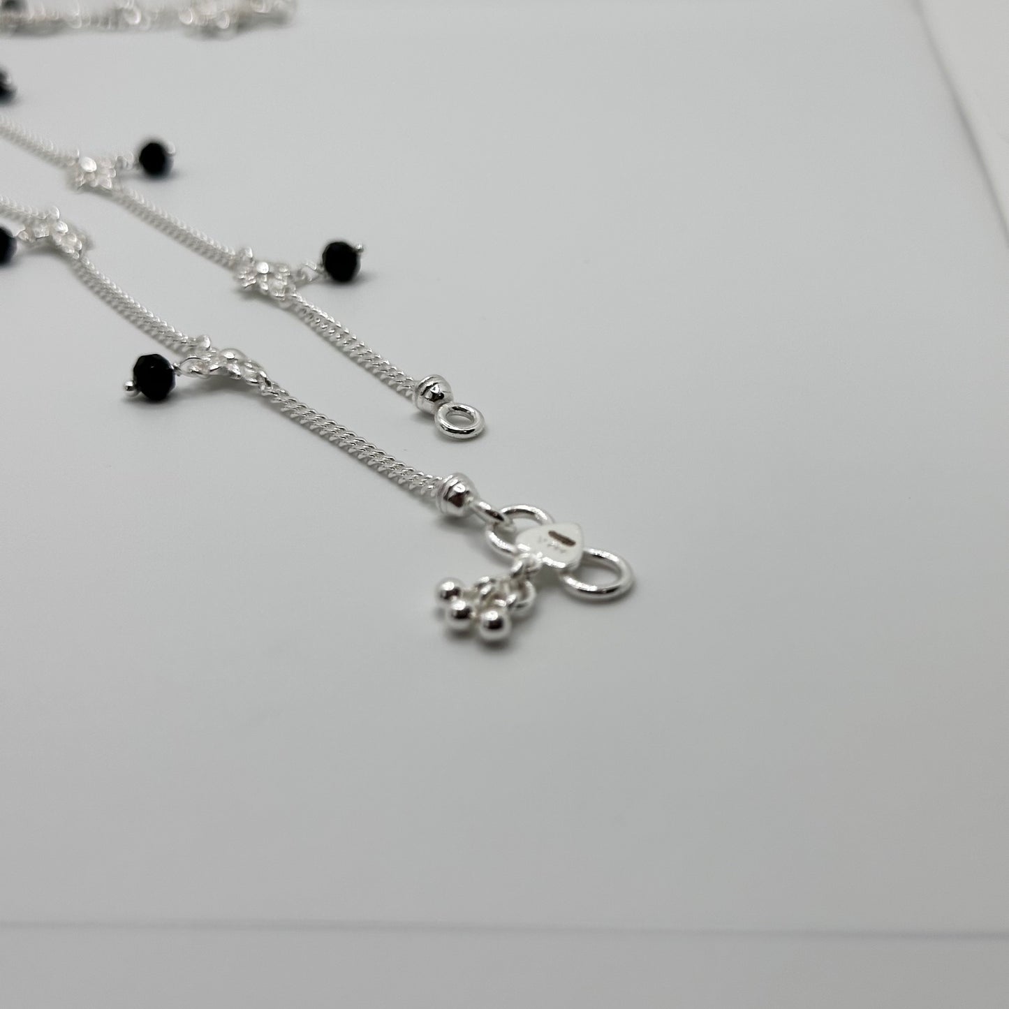 Charming Silver Anklet with Bead Accents