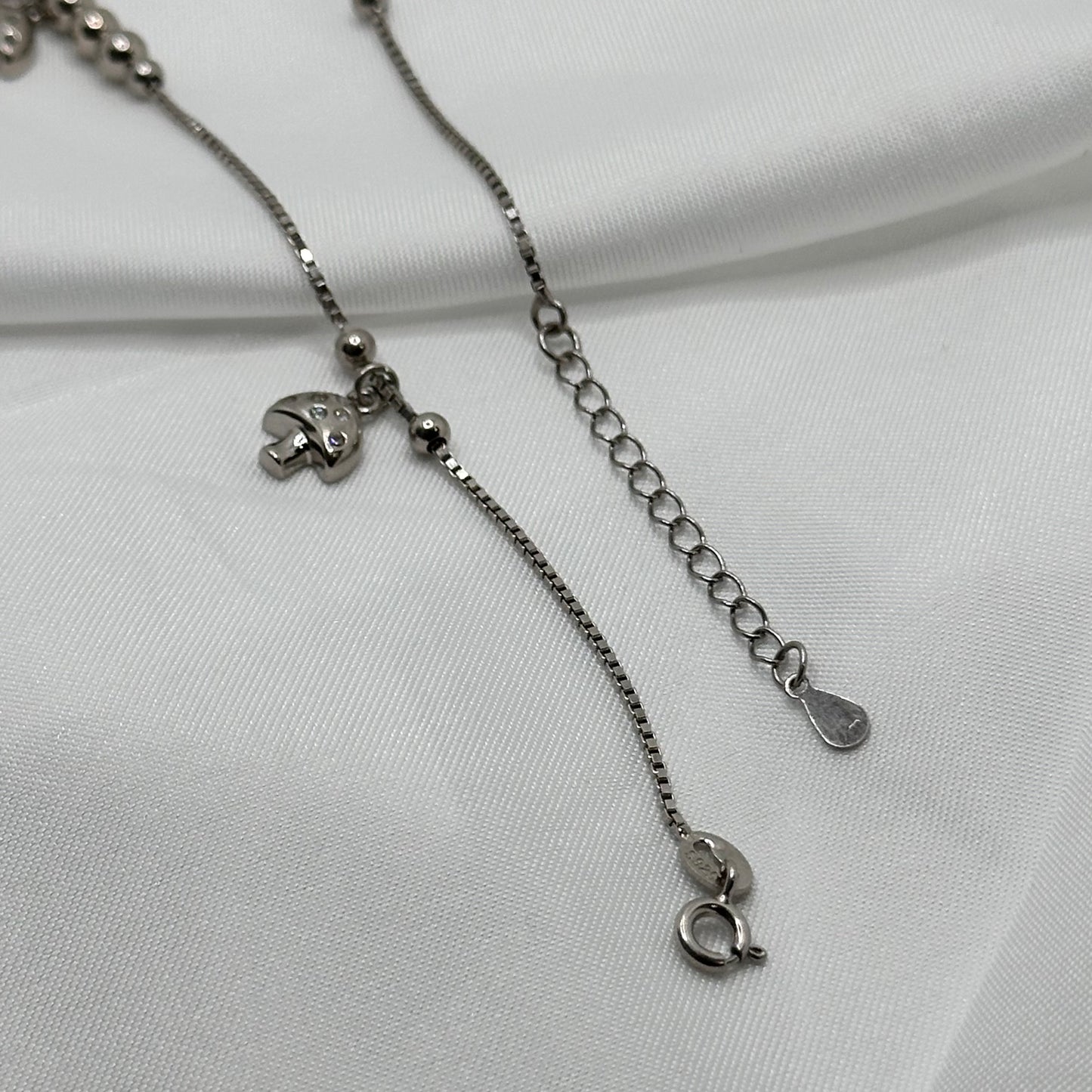 Mushroom Charm Sterling Silver Anklet