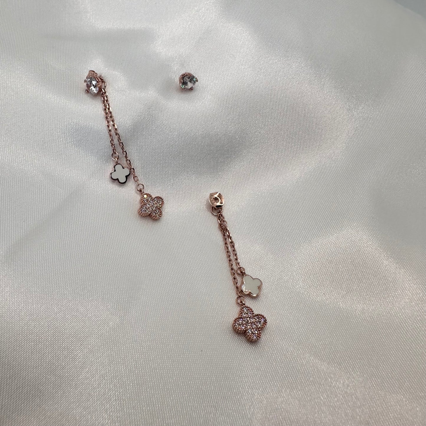 Dangle 2 in 1 Earrings with Clover Charms