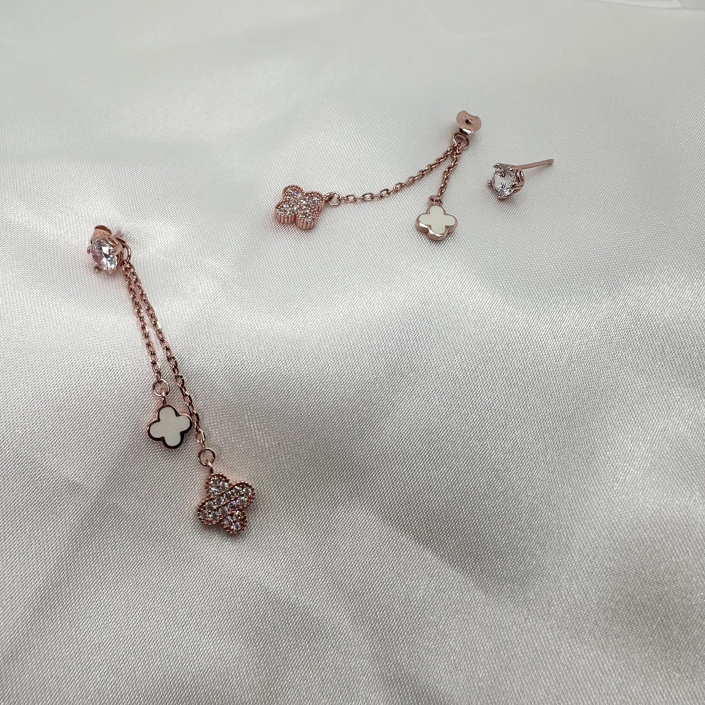 Dangle 2 in 1 Earrings with Clover Charms