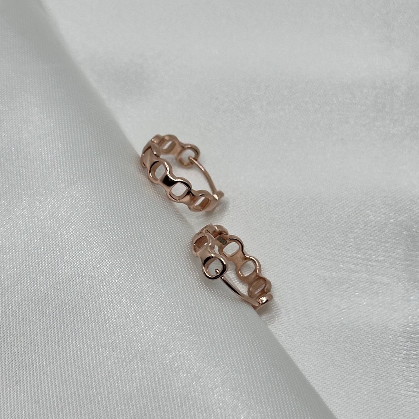 Rose Gold Plated Silver Hoop Earrings with Cutouts