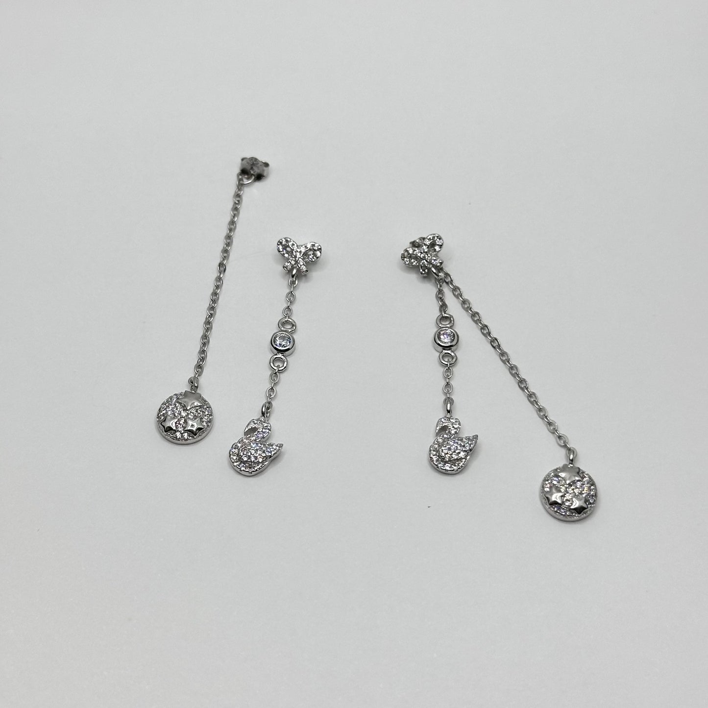 Swan 2 in 1 Drop Earrings with Crystal Accents