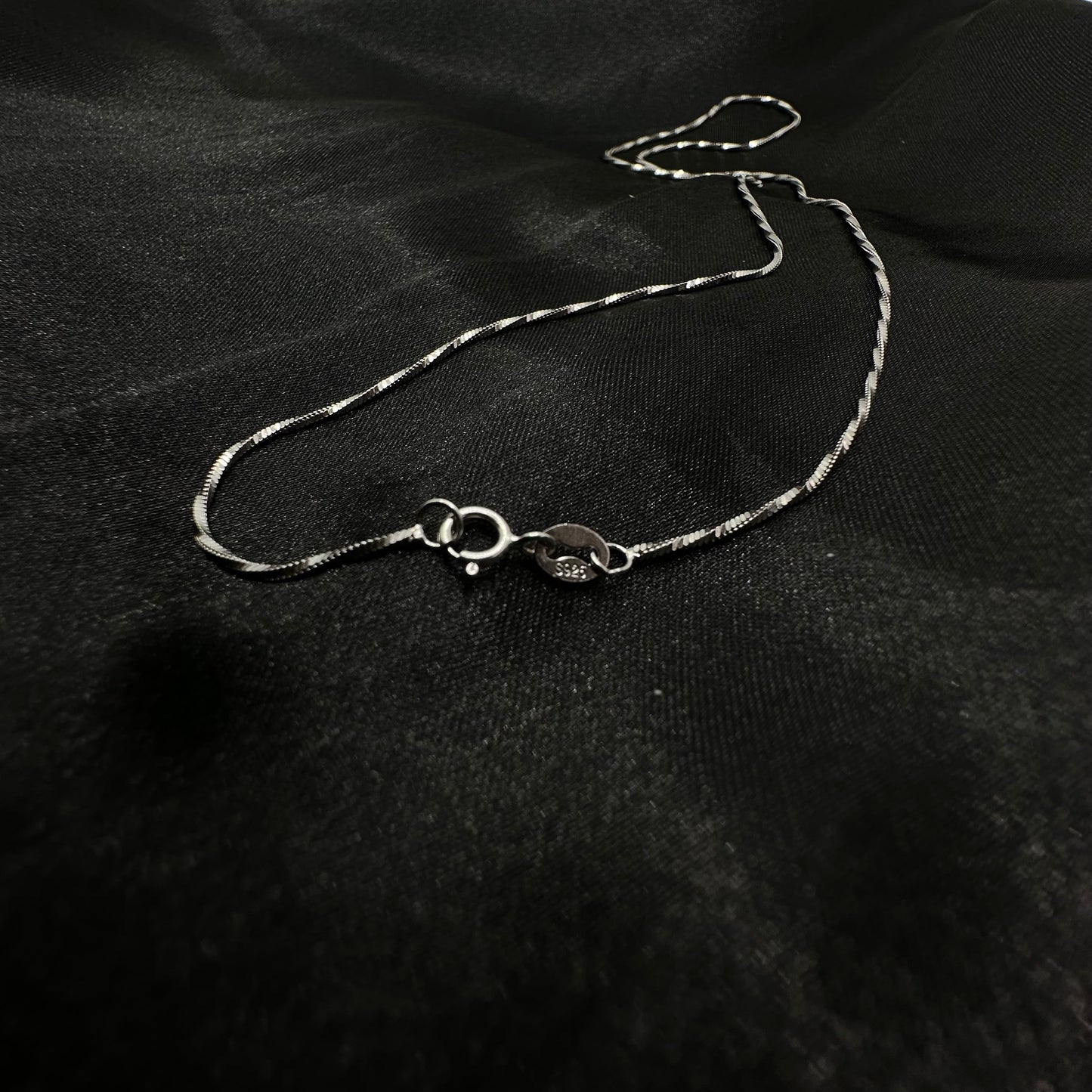 Twisted Thin Snake Silver Chain 925