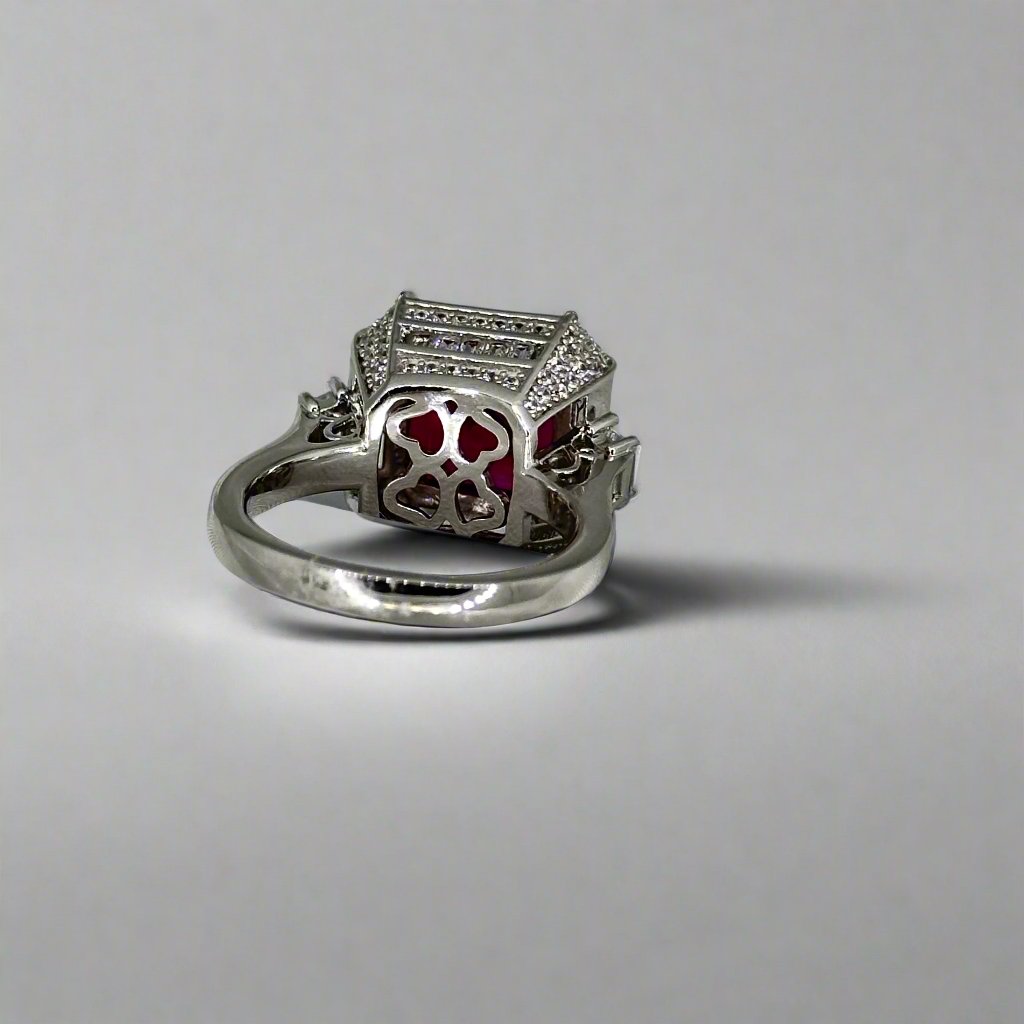 Bold Ruby Centrepiece Silver Ring