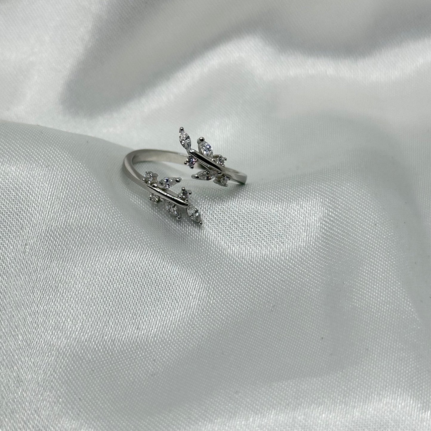 Adjustable Leaf Wrap Sterling Silver Ring