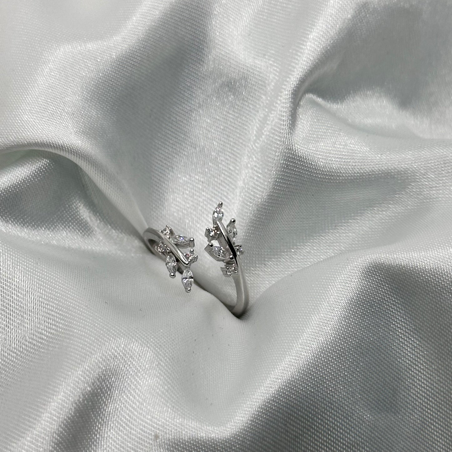 Adjustable Leaf Wrap Sterling Silver Ring