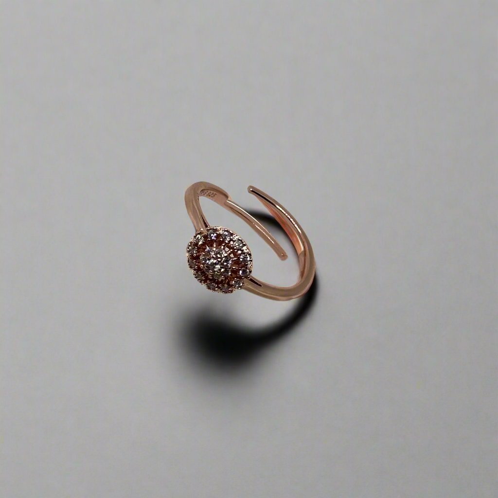 Floral Rose Gold Ring with Cubic Zirconia