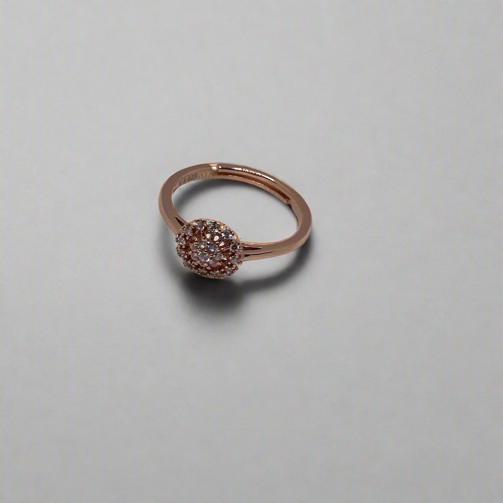 Floral Rose Gold Ring with Cubic Zirconia