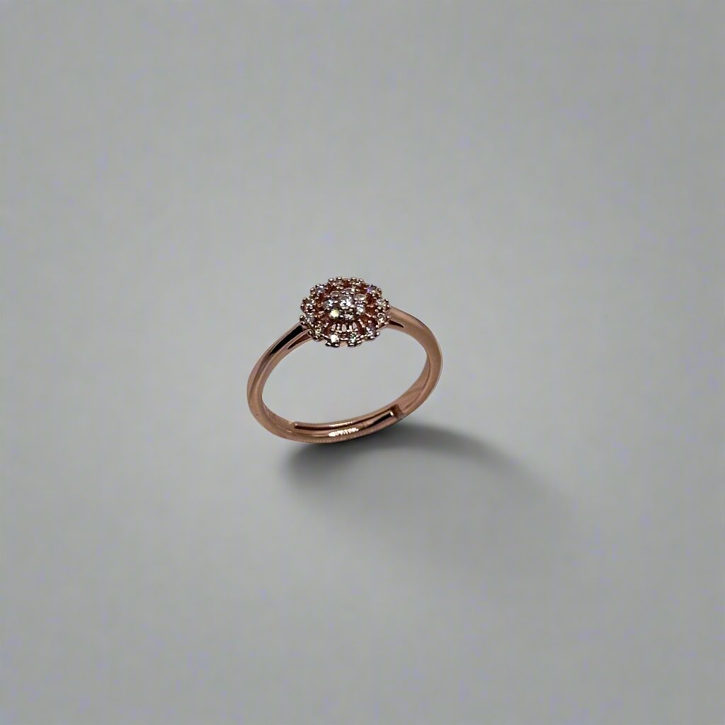 Floral Rose Gold Ring with Cubic Zirconia