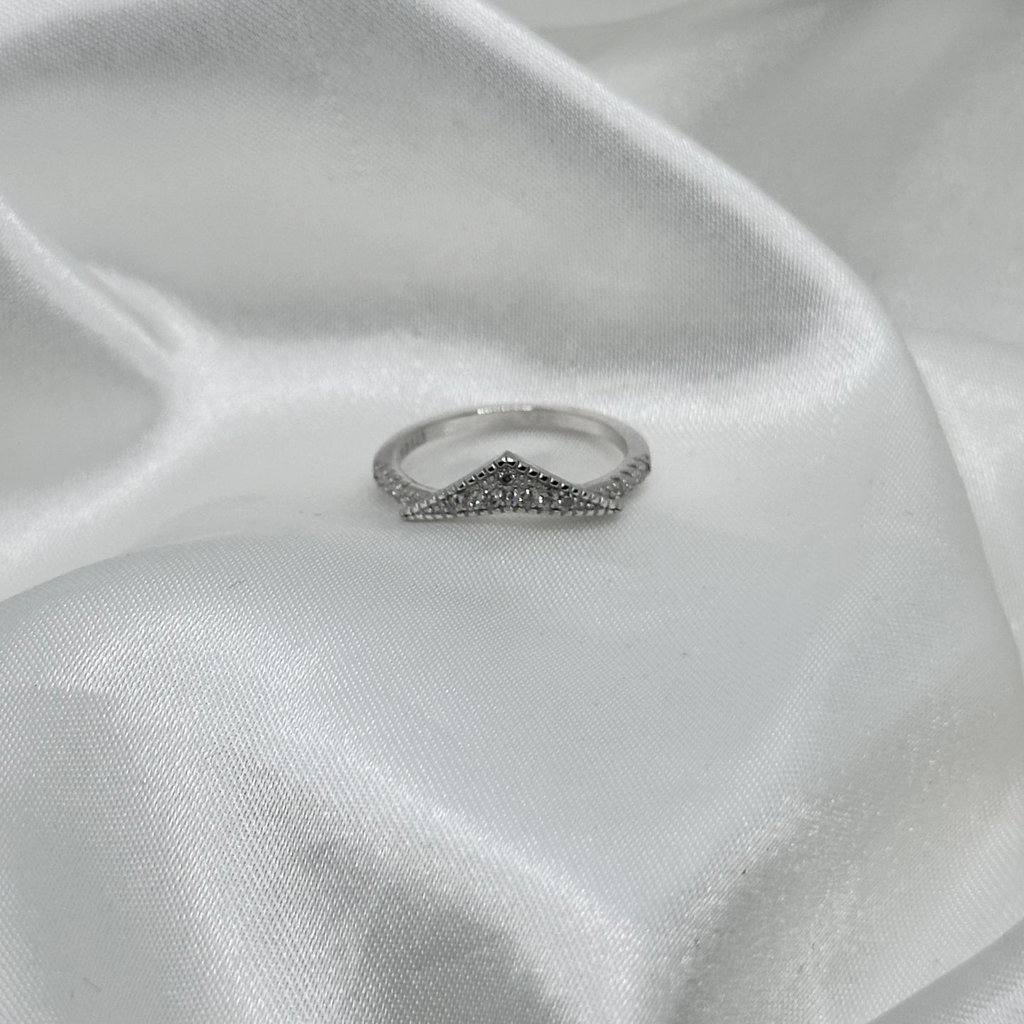 Chevron Wishbone Ring with Cubic Zirconia