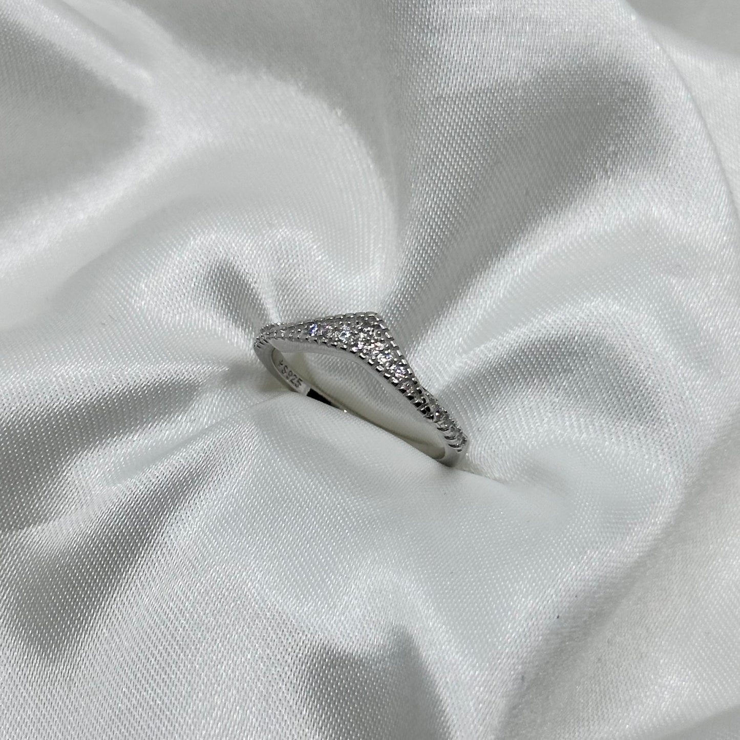 Chevron Wishbone Ring with Cubic Zirconia