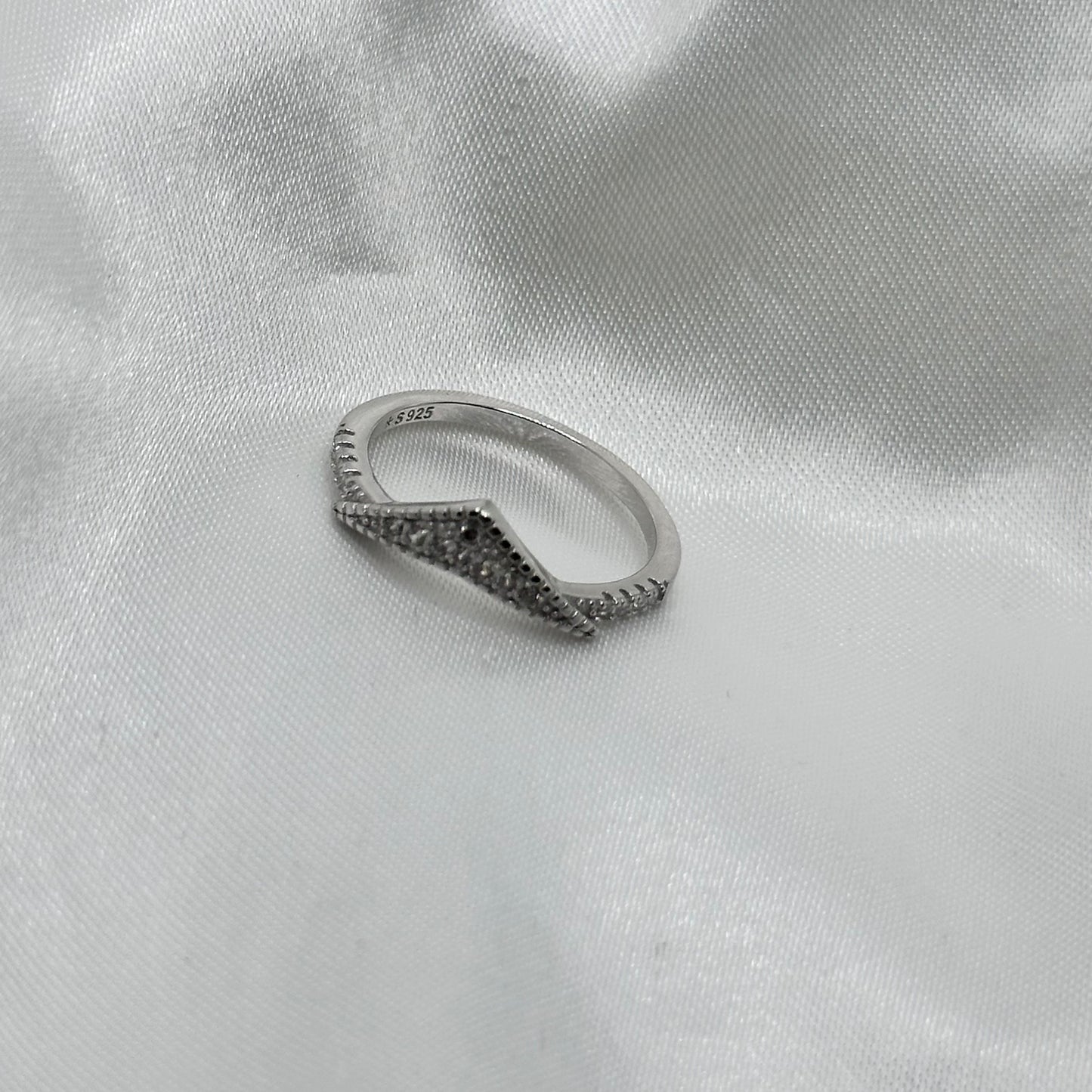 Chevron Wishbone Ring with Cubic Zirconia
