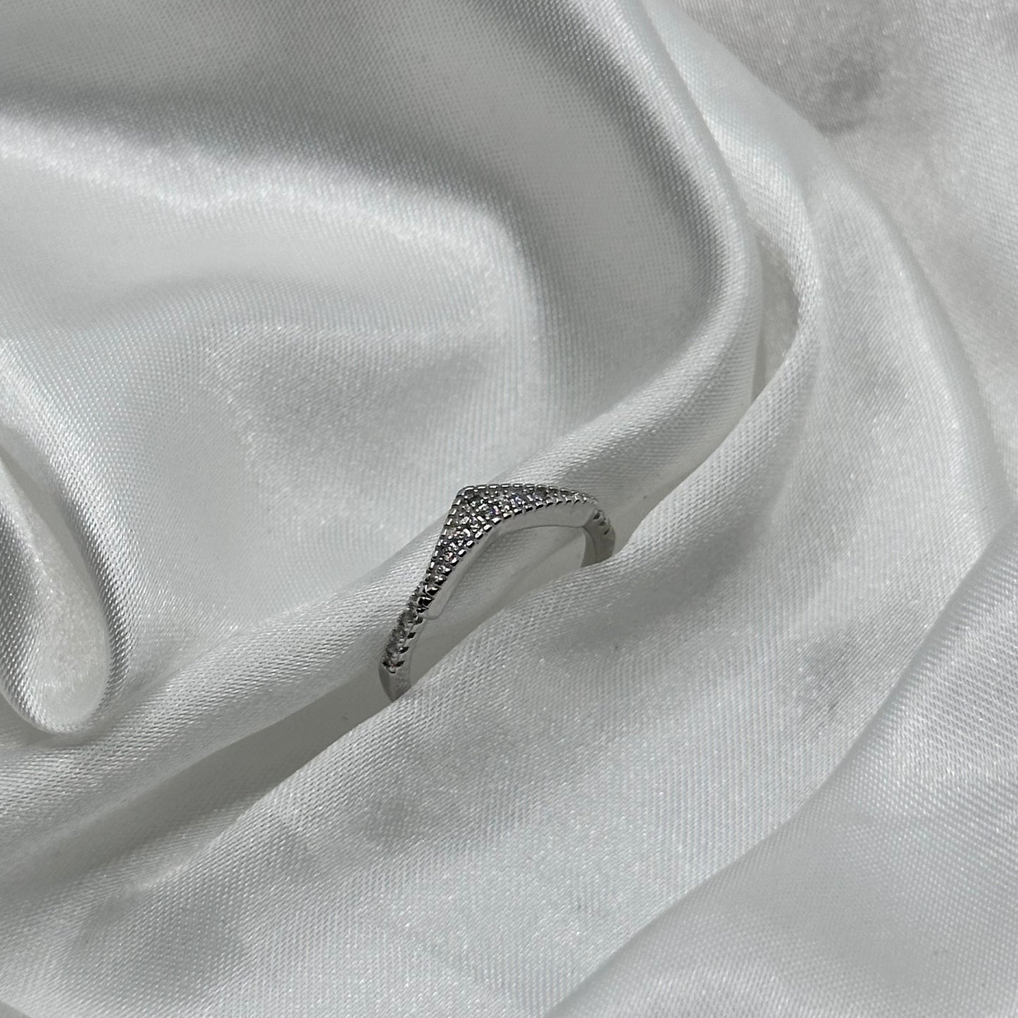 Chevron Wishbone Ring with Cubic Zirconia