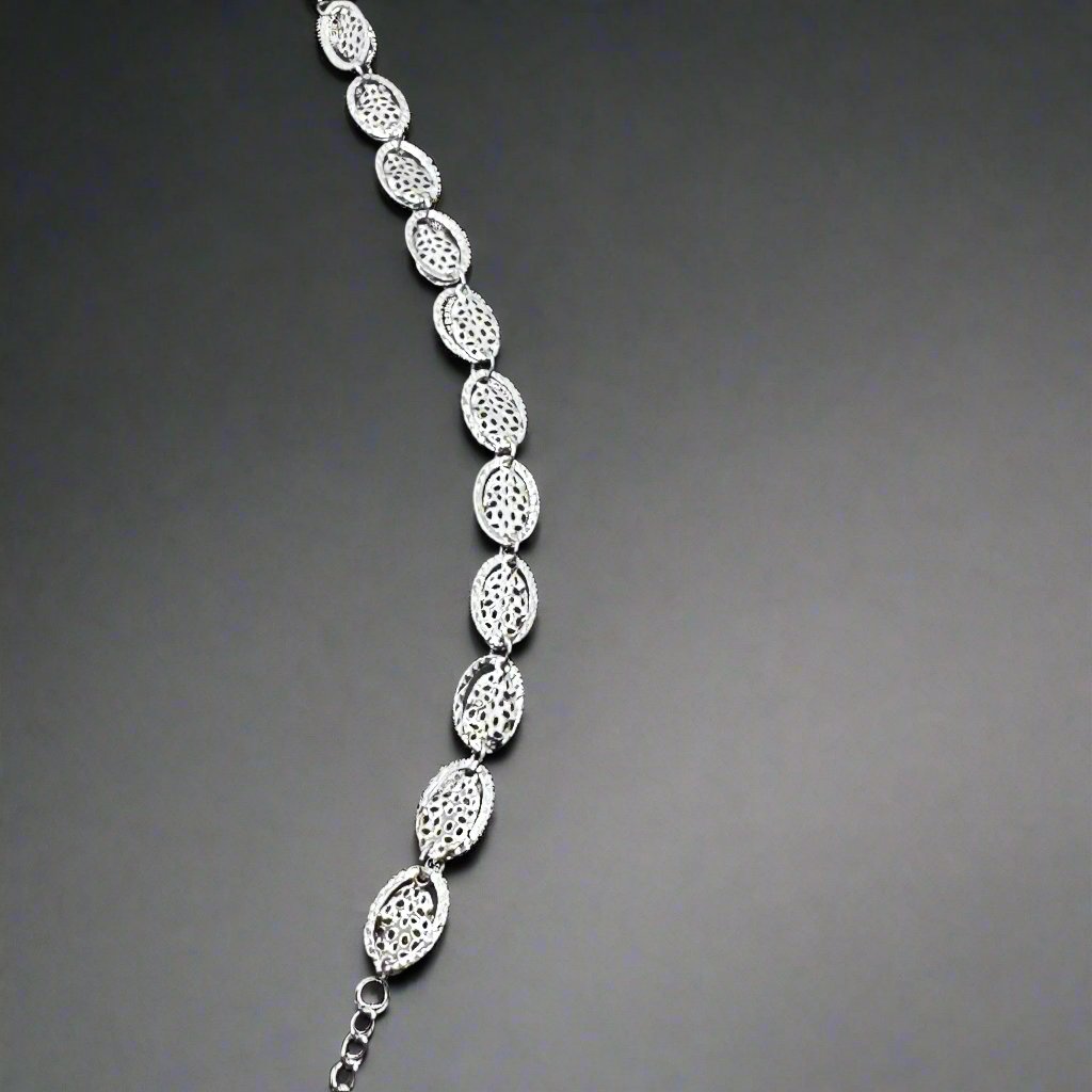Textured Silver Oval Bracelet