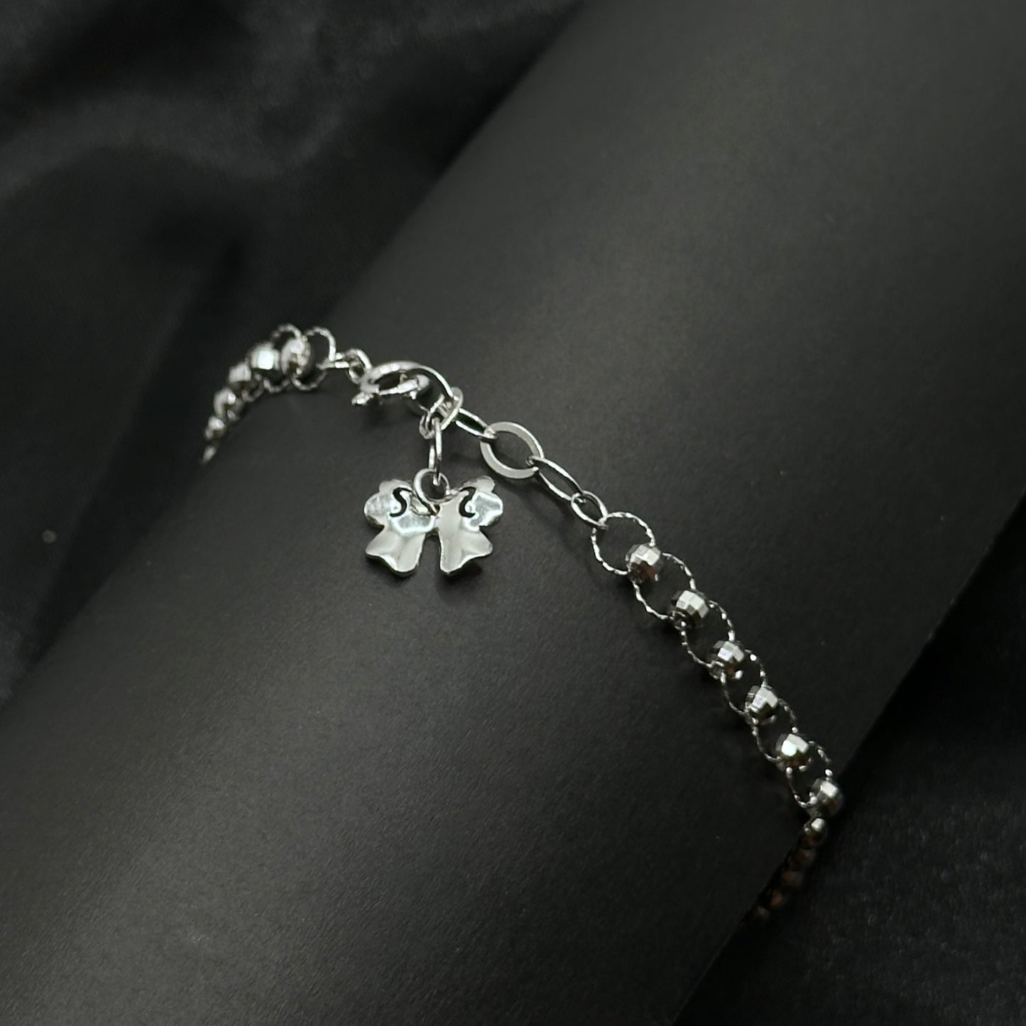Rings Beaded Chain Bracelet with Bow Charm