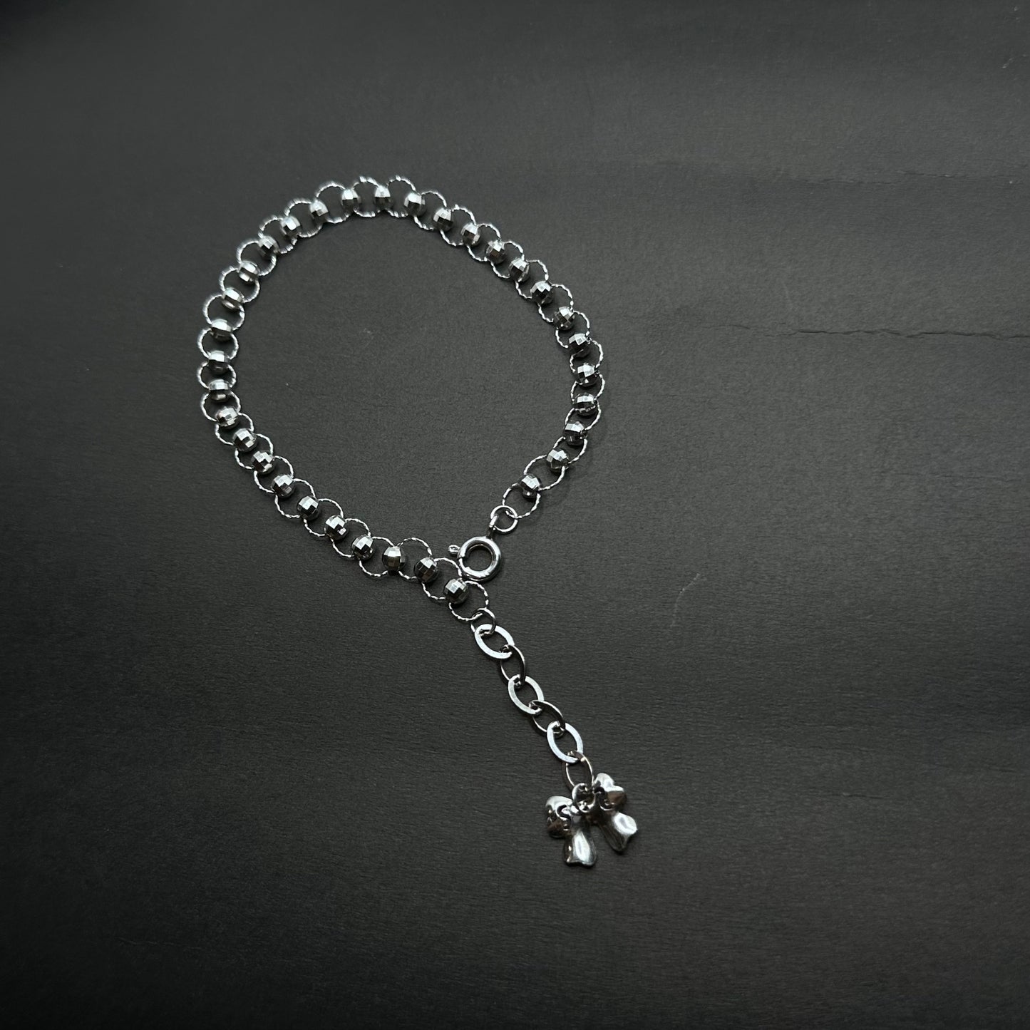 Rings Beaded Chain Bracelet with Bow Charm