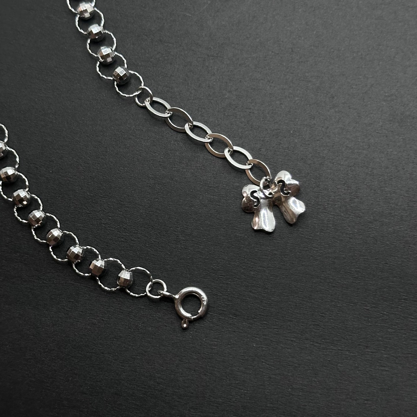Rings Beaded Chain Bracelet with Bow Charm
