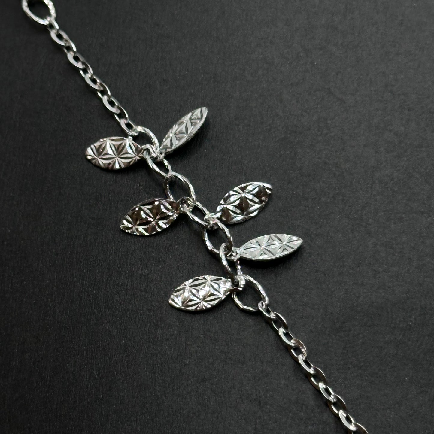 Leaf Charm Delicate Silver Bracelet