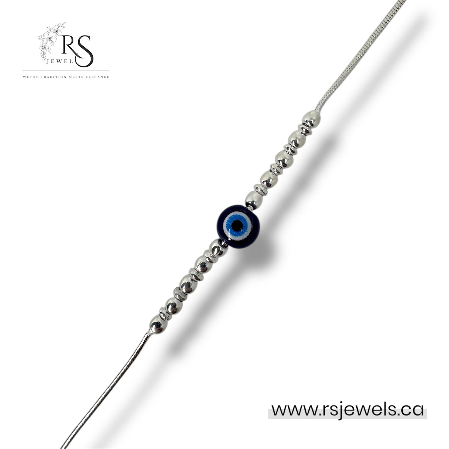 Sterling Silver Evil Eye Anklet – Adjustable Protection Jewelry for Women
