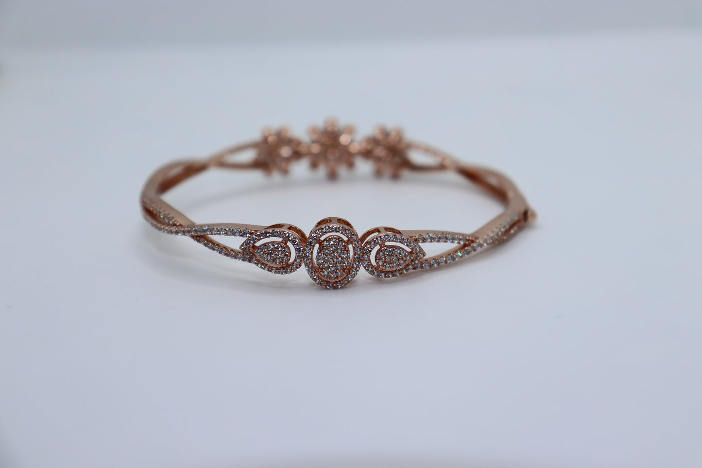 Rose Gold Floral Elegance Sterling Silver Bracelet