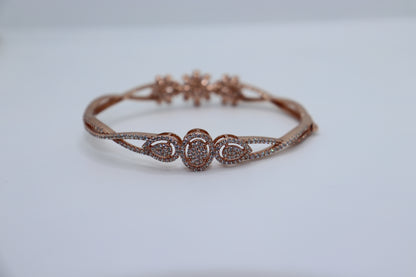 Rose Gold Floral Elegance Sterling Silver Bracelet