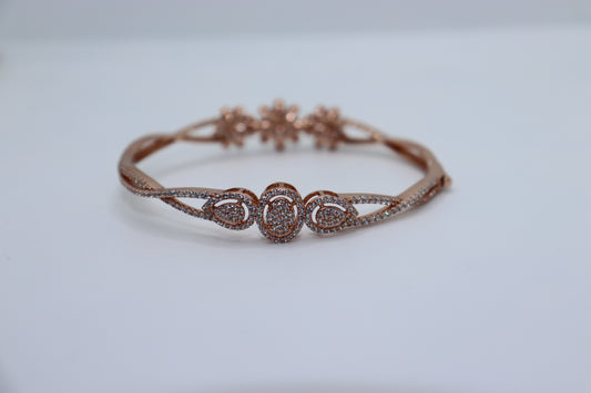 Rose Gold Floral Elegance Sterling Silver Bracelet