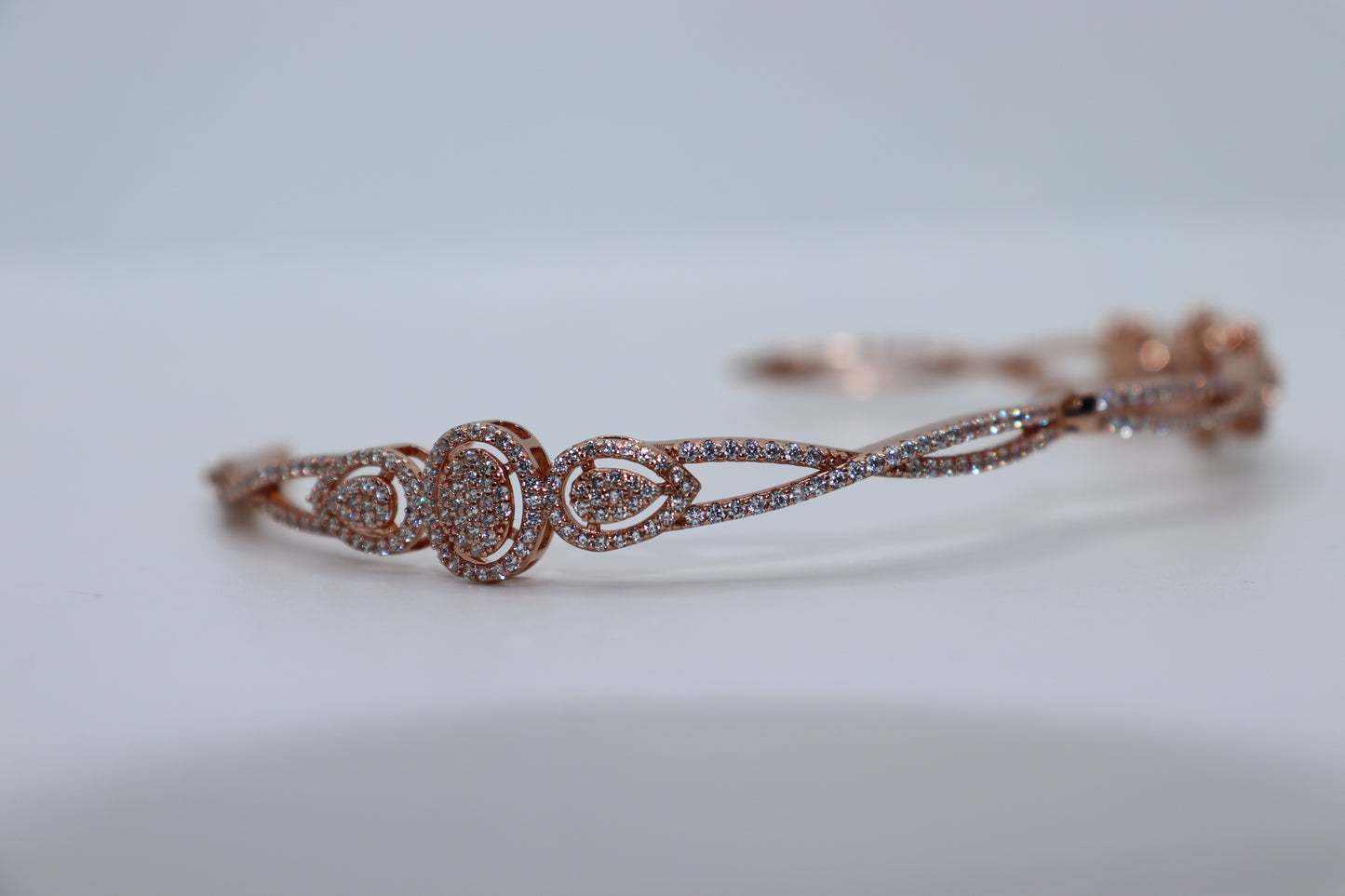 Rose Gold Floral Elegance Sterling Silver Bracelet