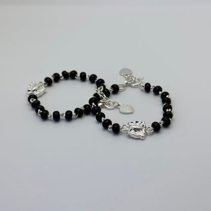 Silver Nazariya with Black Bead and Butterfly Charm