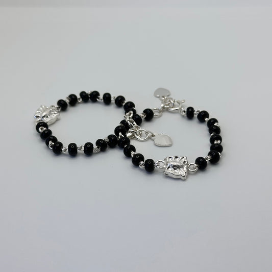 Silver Nazariya with Black Bead and Butterfly Charm