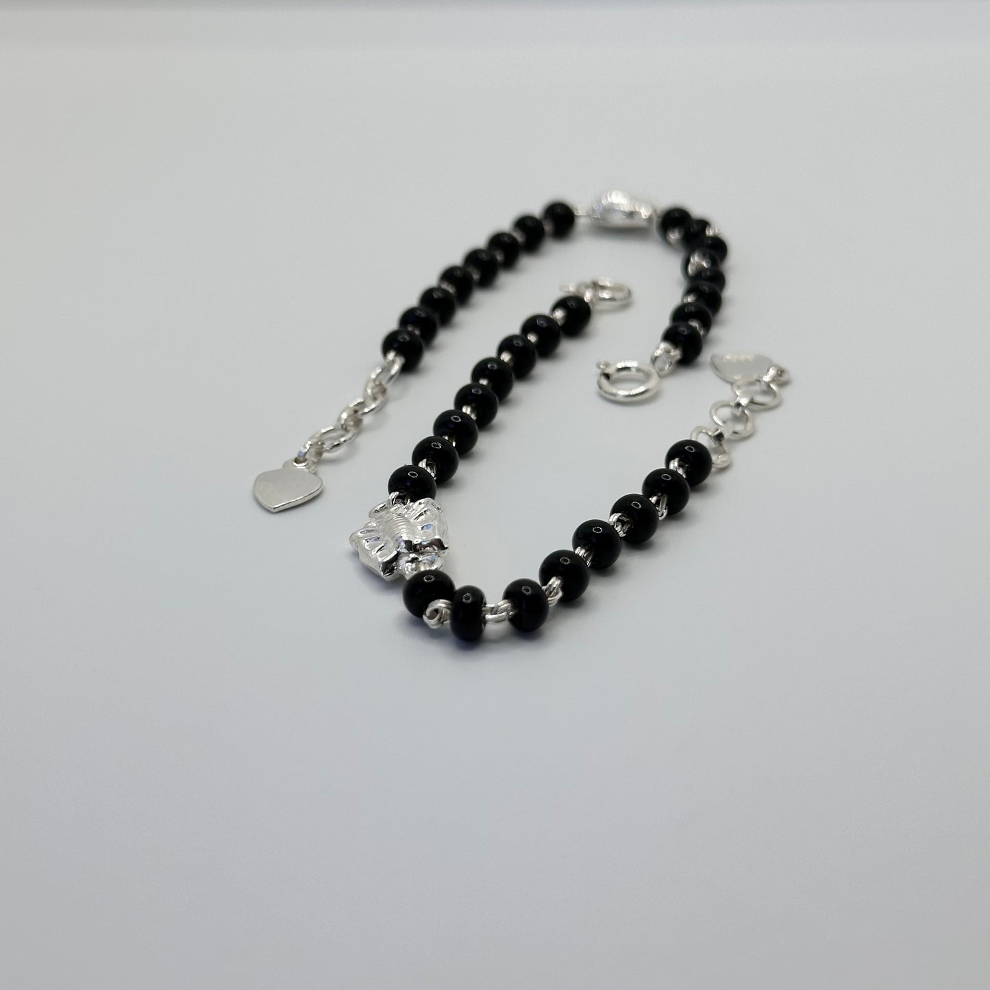 Silver Nazariya with Black Bead and Butterfly Charm