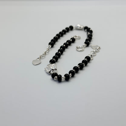 Silver Nazariya with Black Bead and Butterfly Charm