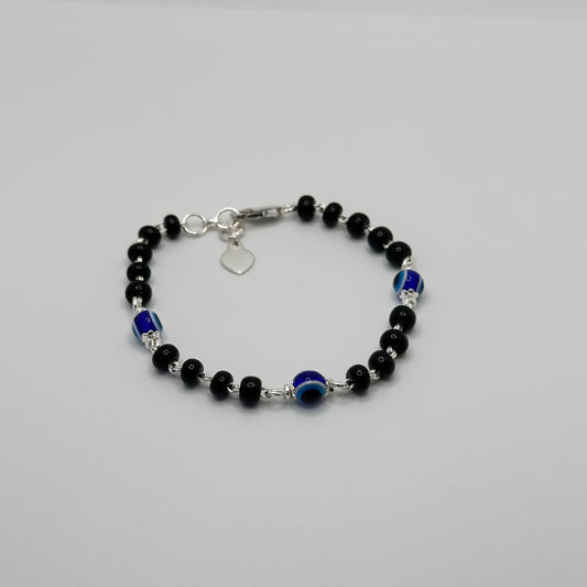 Classic Black Bead Nazariya with Evil Eye