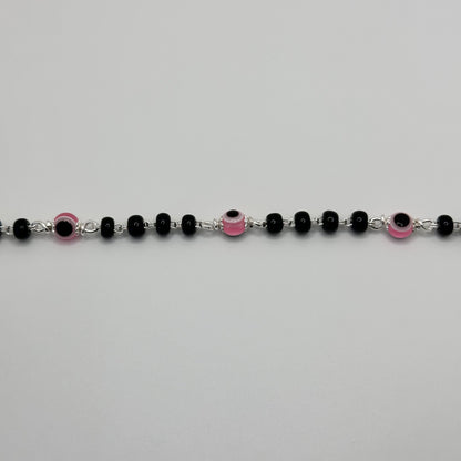 Pink and Black Evil Eye Protection Bracelet