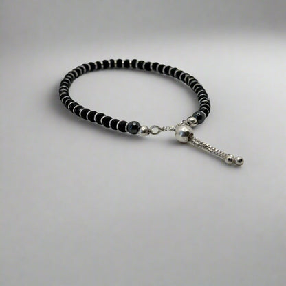 Black Bead Nazariya with Silver Tassel