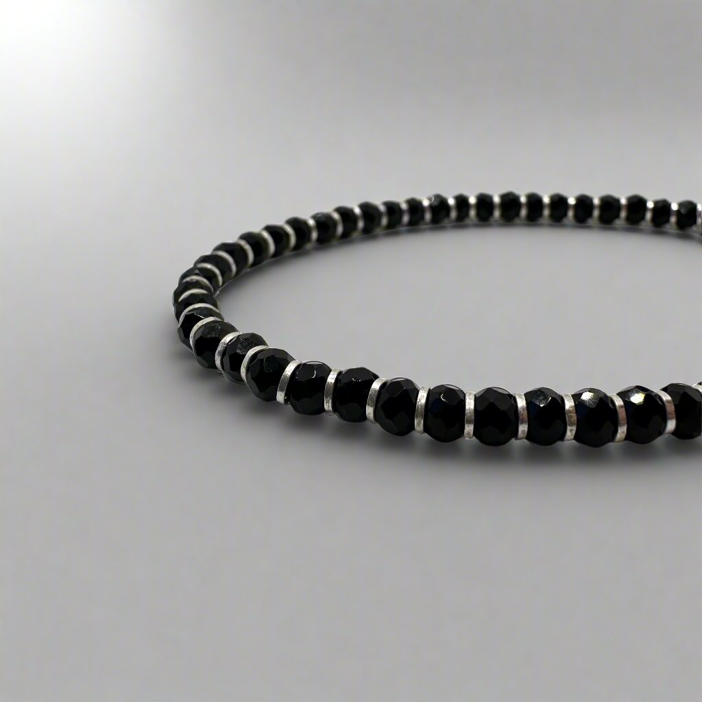 Black Bead Nazariya with Silver Tassel