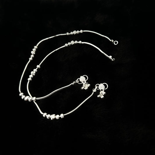 Beaded Sterling Silver Anklet