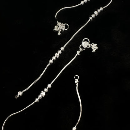 Beaded Sterling Silver Anklet
